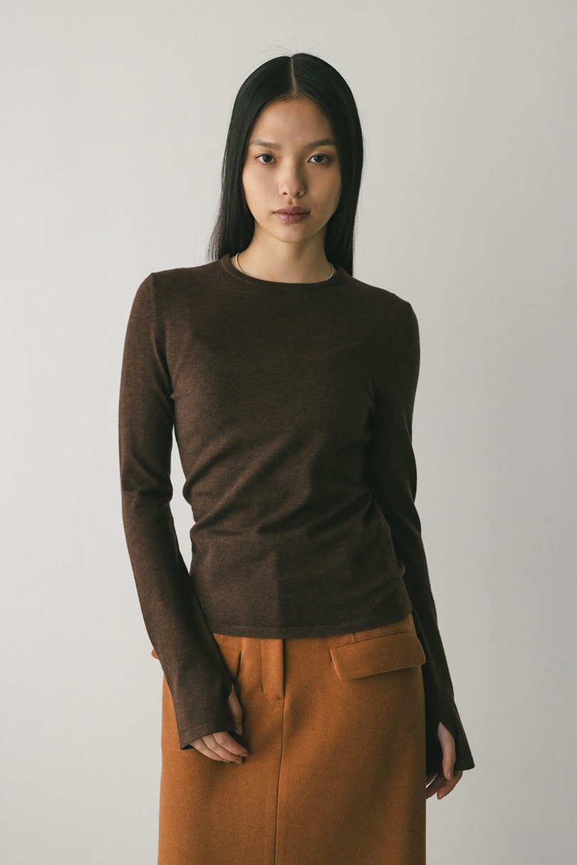 フィンガーホールクルーネックニット 詳細画像 BRN 3