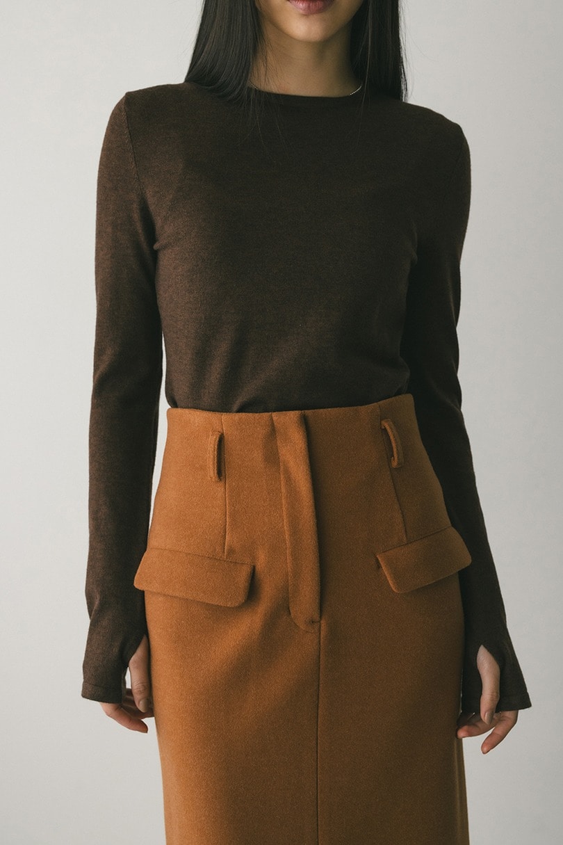 フィンガーホールクルーネックニット 詳細画像 BRN 4