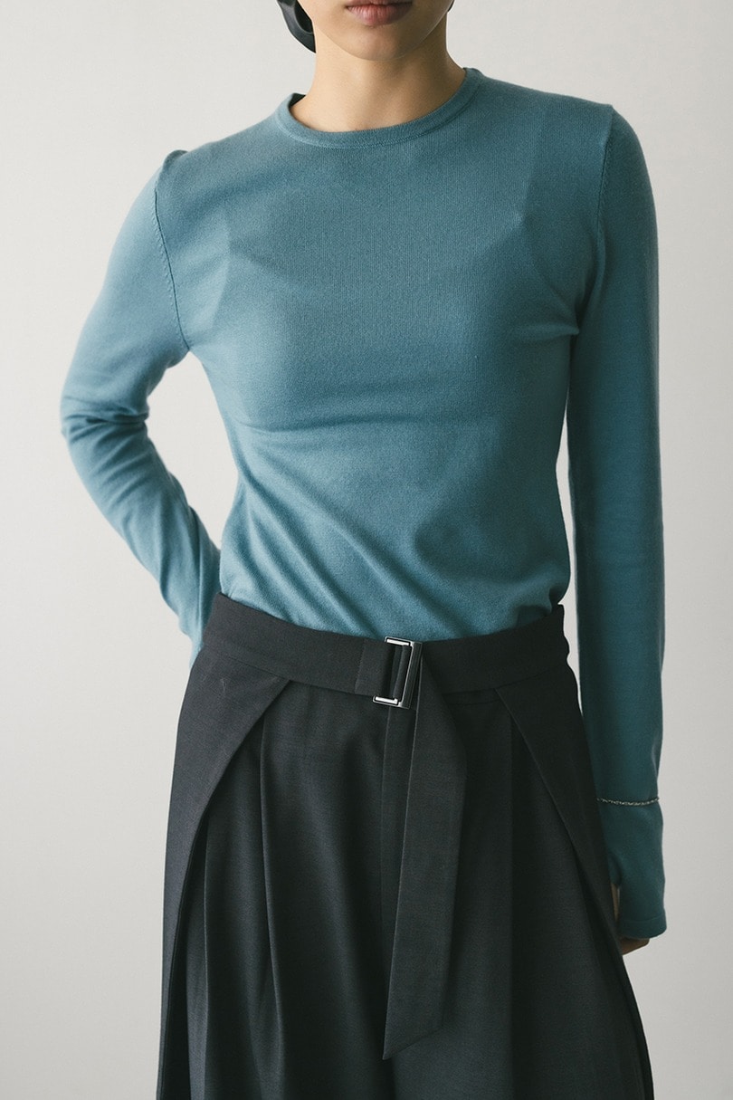 フィンガーホールクルーネックニット 詳細画像 BLU 5