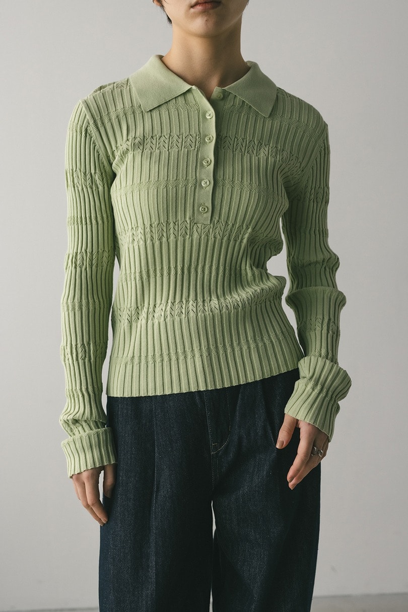 アイレットリブニットポロ