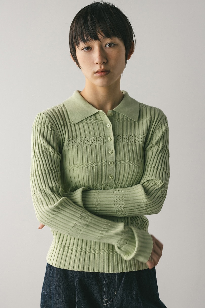 アイレットリブニットポロ 詳細画像 MINT 3