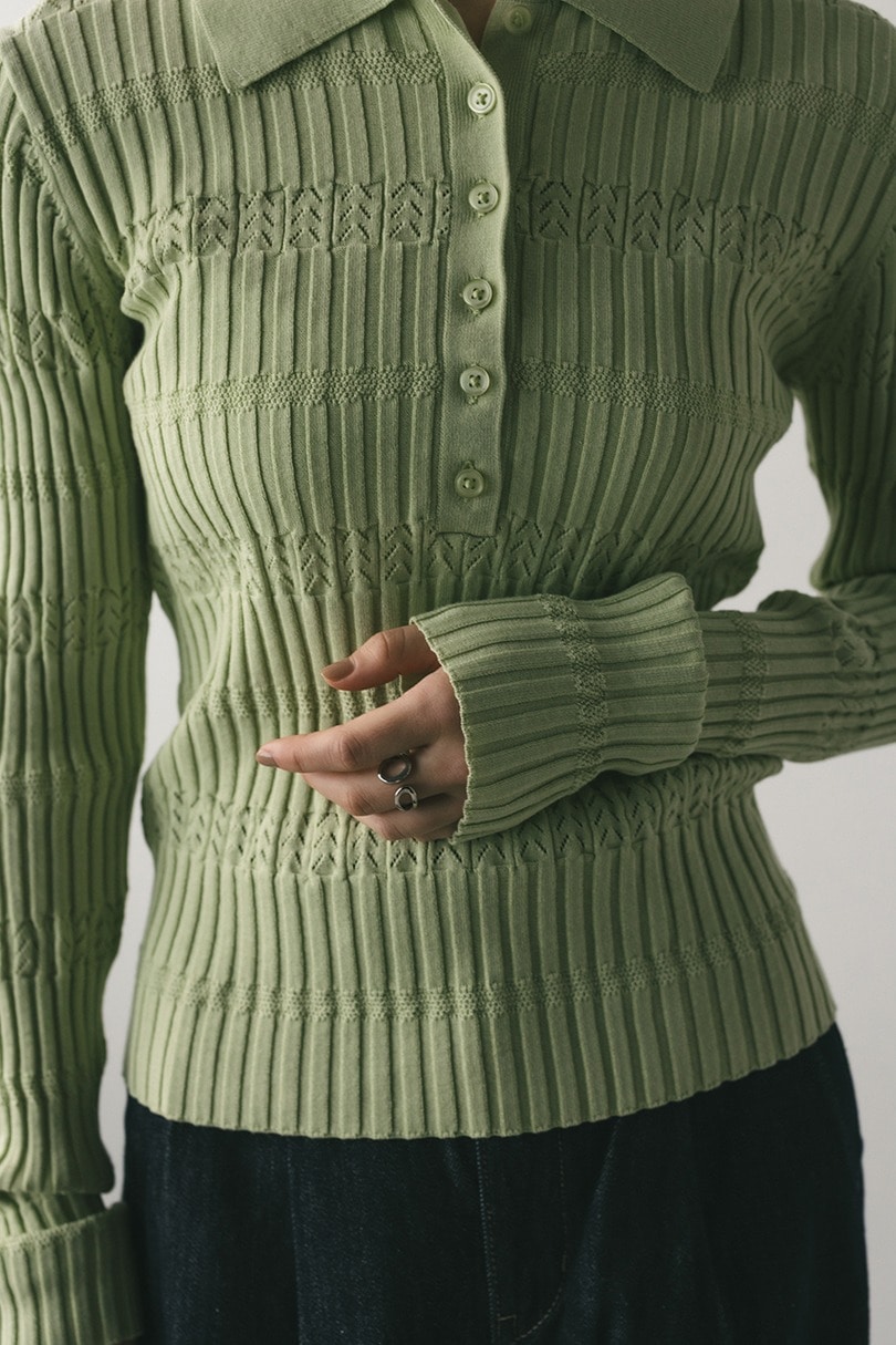 アイレットリブニットポロ 詳細画像 MINT 4