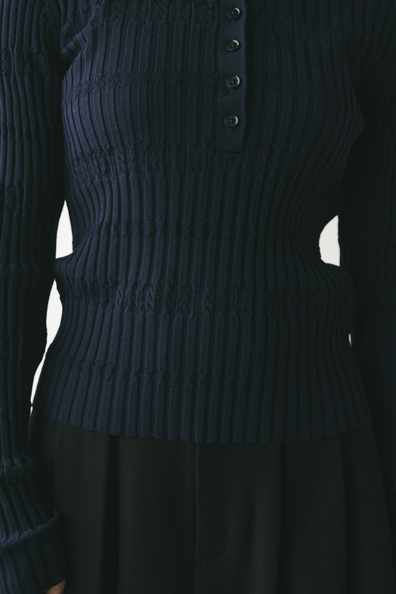 アイレットリブニットポロ 詳細画像 NVY 6