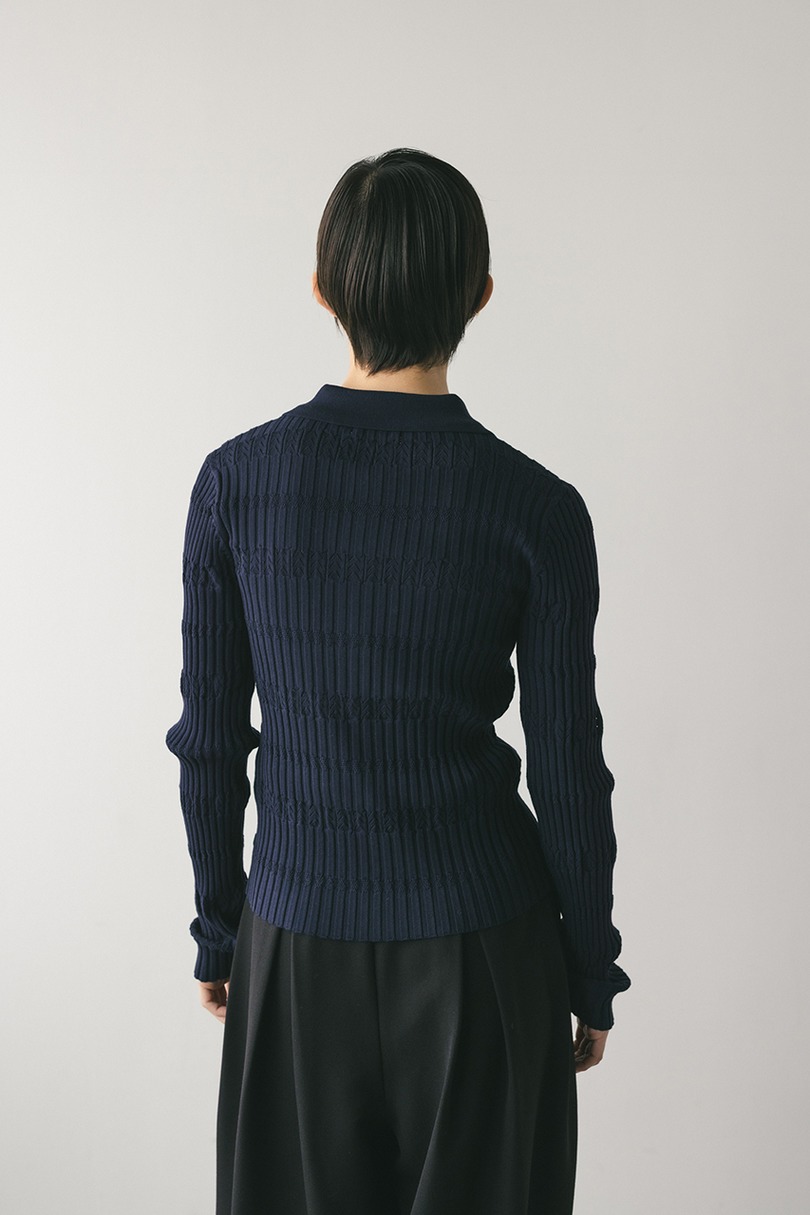 アイレットリブニットポロ 詳細画像 NVY 8
