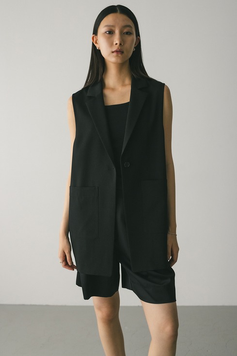 スタイルミキサー リネンミックスルーズベスト ブラック スタイル
