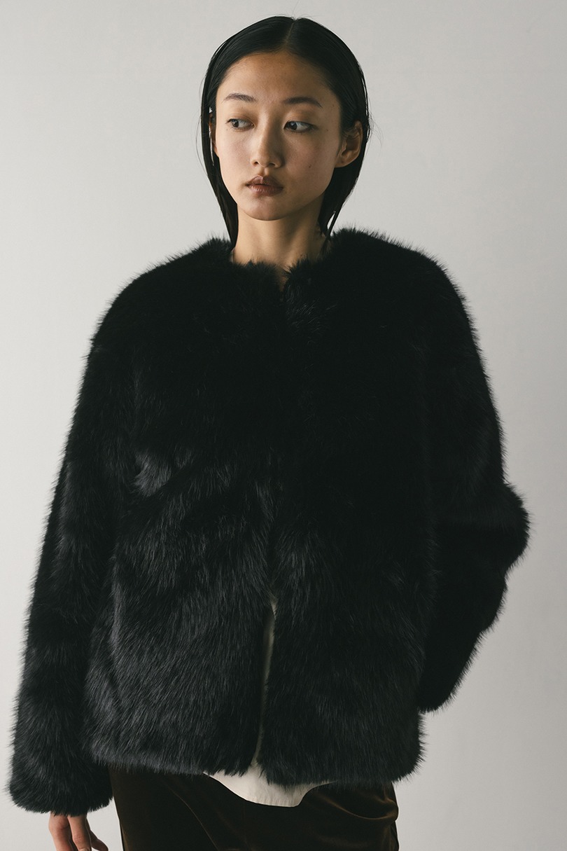 ノーカラーファージャケット 詳細画像 BLK 4