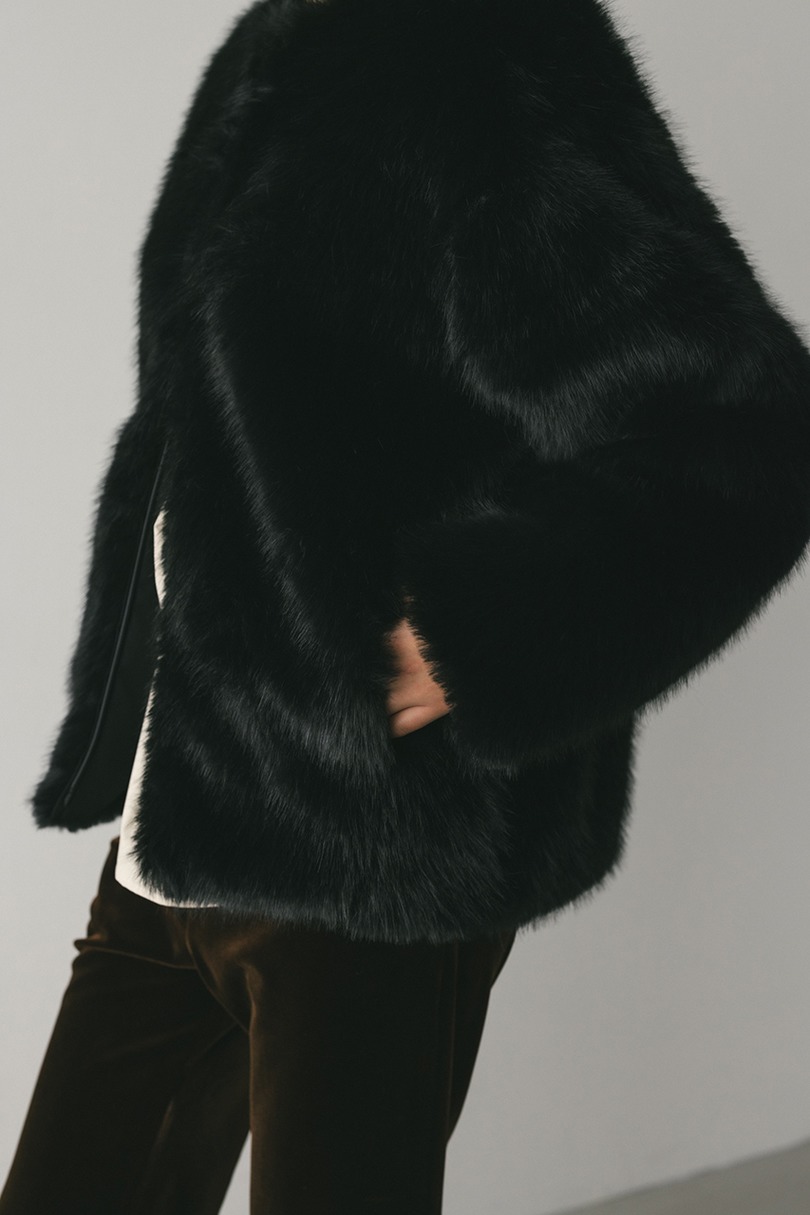 ノーカラーファージャケット 詳細画像 BLK 5