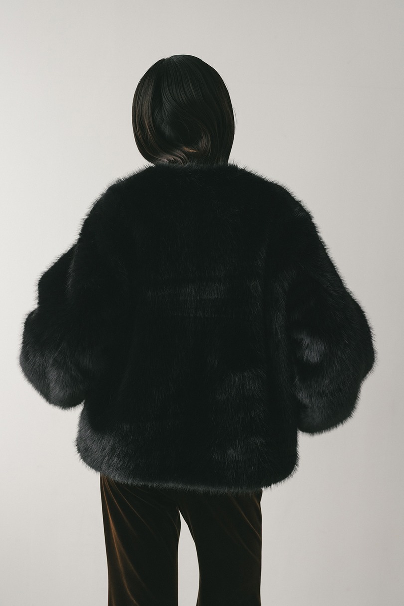 ノーカラーファージャケット 詳細画像 BLK 6