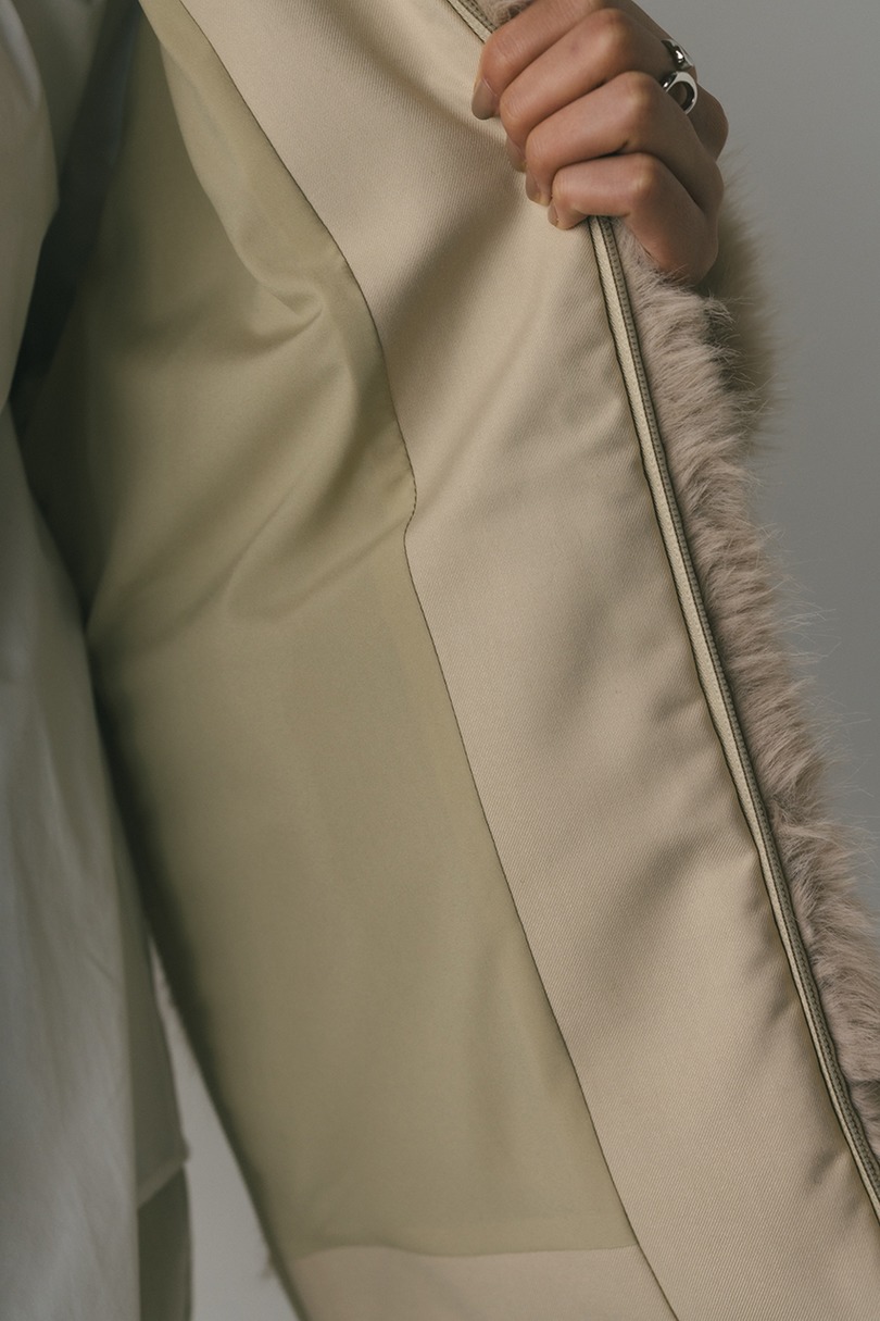 ノーカラーファージャケット 詳細画像 L/BEG 10