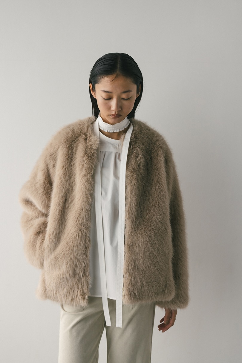 ノーカラーファージャケット 詳細画像 L/BEG 4