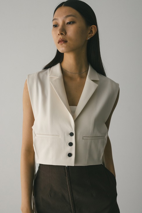 美品☆  フリースタイルベスト mizuiro ind プリーツヘムVネックベスト | mizuiro ind