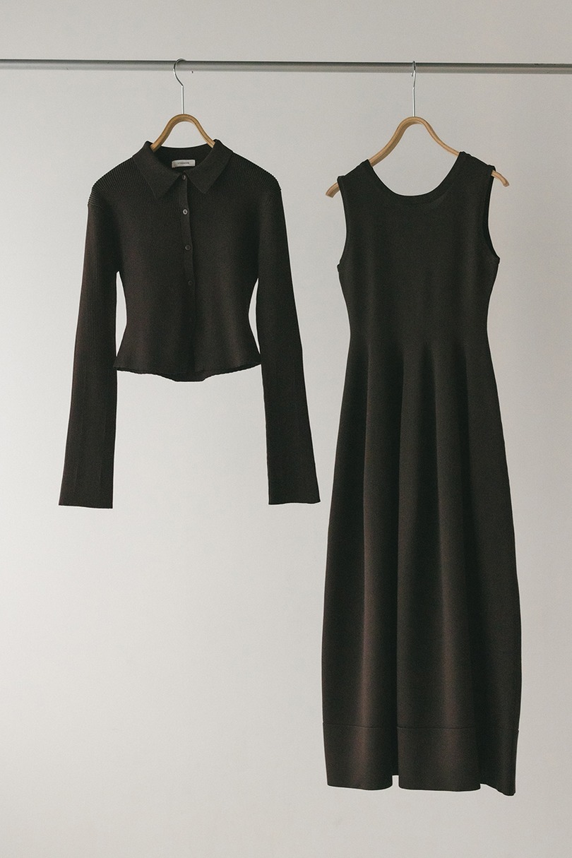 2ピースポロニットワンピース 詳細画像 D/BRN 12