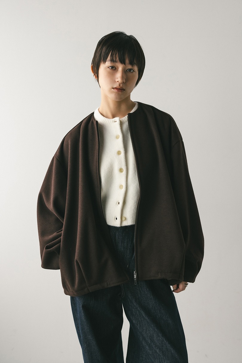 ボンディングノーカラーブルゾン 詳細画像 BRN 3