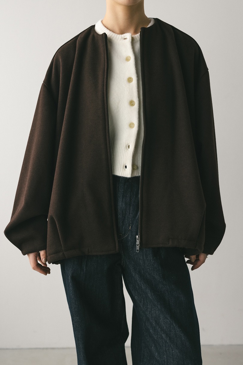 ボンディングノーカラーブルゾン 詳細画像 BRN 4