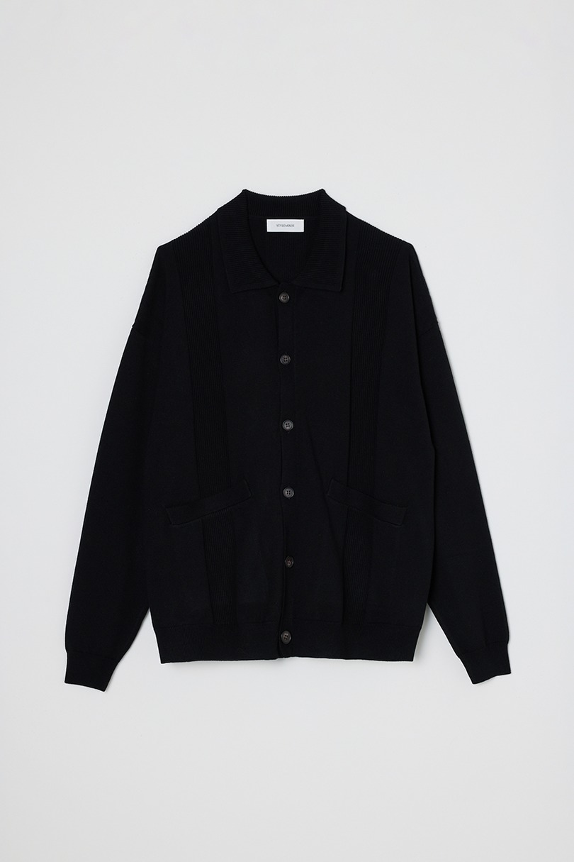リブカラーニットカーディガン 詳細画像 BLK 13