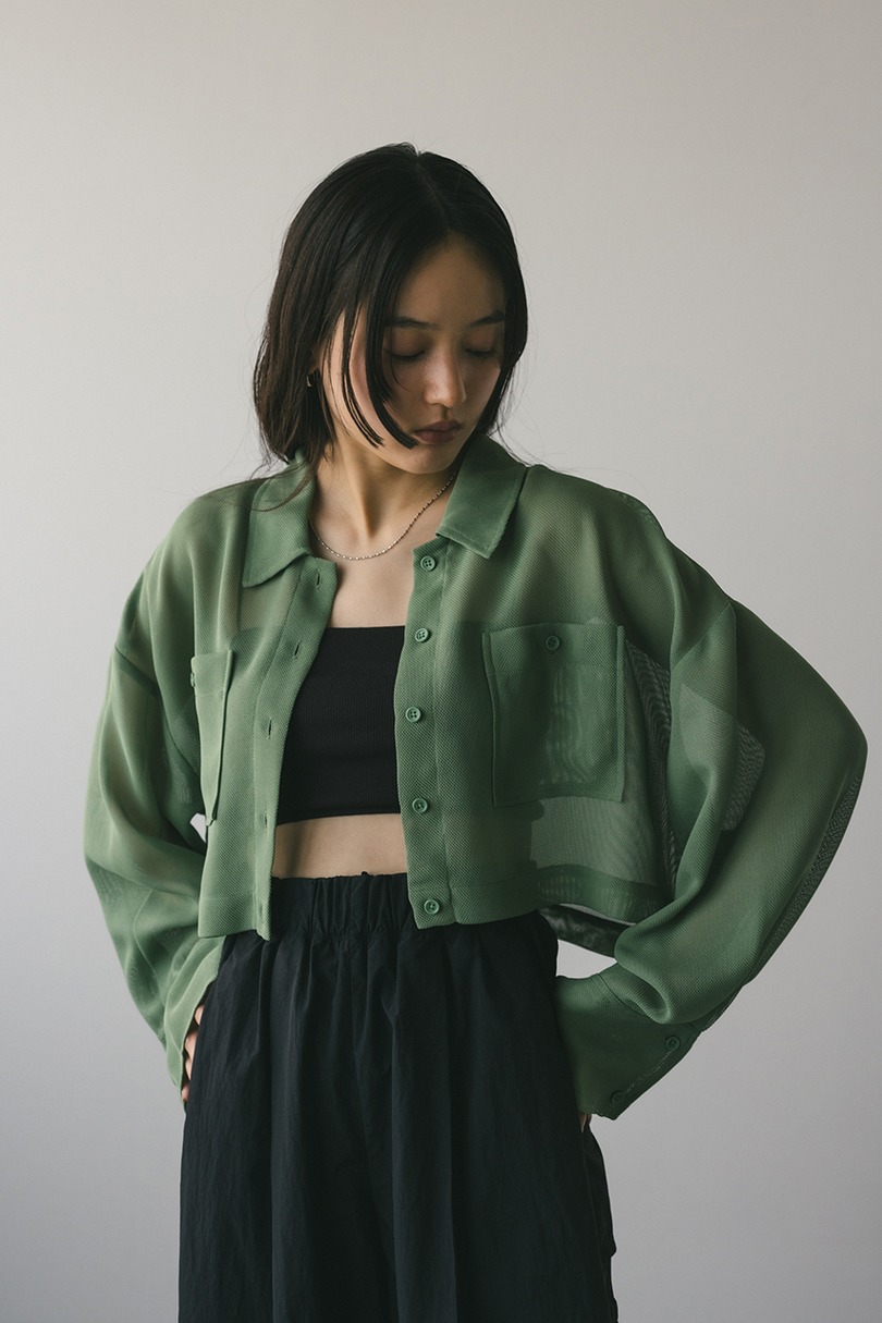 ワイドスリーブメッシュショートシャツ