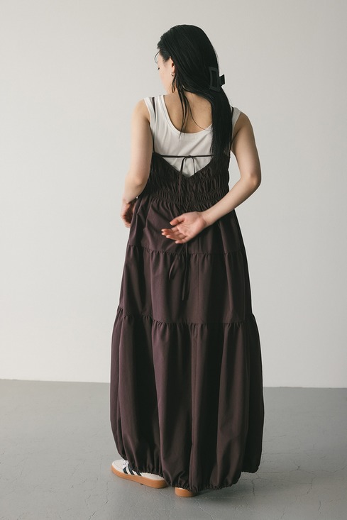 styling/UVカットエアリーバルーンキャミドレス黒ドゥーズィエムクラス S/S】＜ウォッシャブル・UVカット＞キャミソールドレス(マキシ