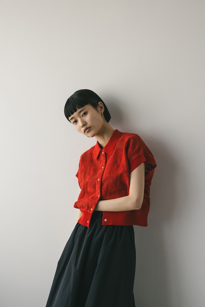 エンブロイダリーニットトップ 詳細画像 RED 4