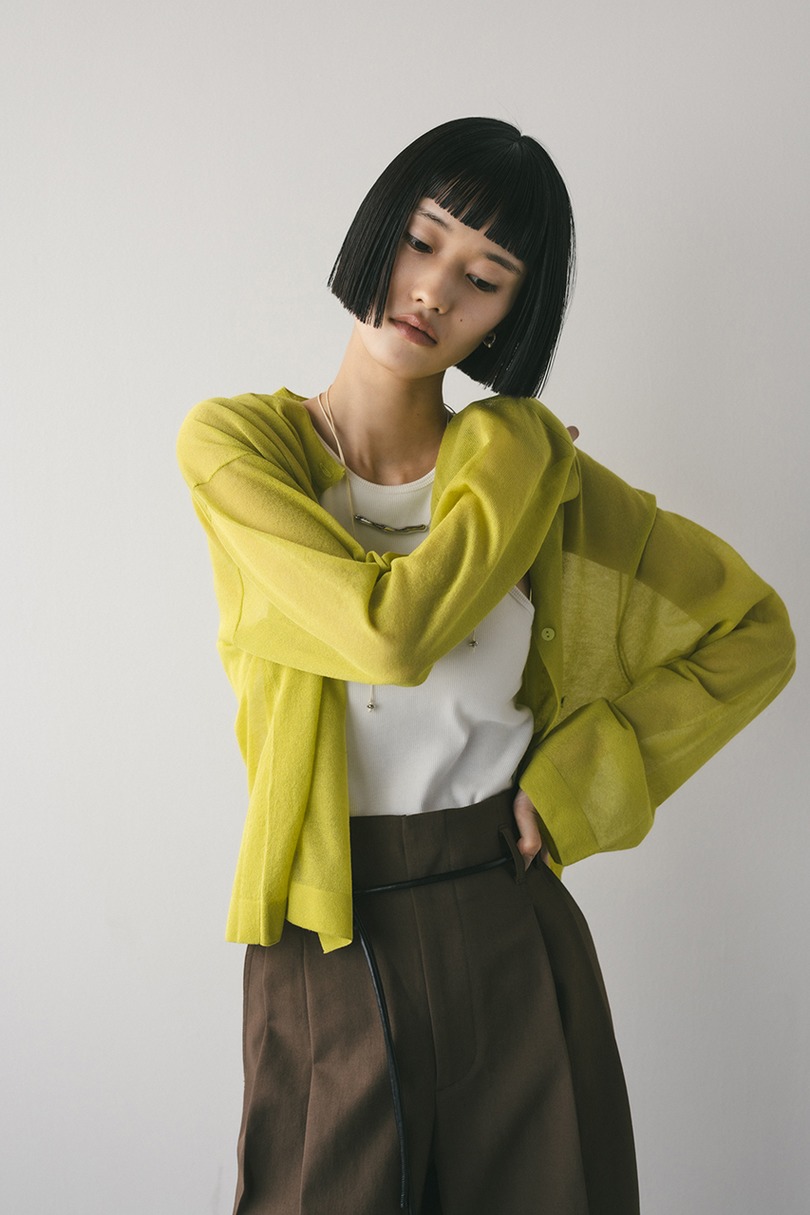 ウォッシャブルリネンニットカーディガン 詳細画像 LIME 2
