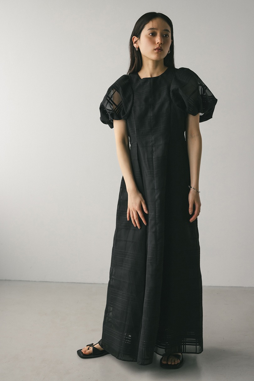 シアーチェックワンピース 詳細画像 BLK 4