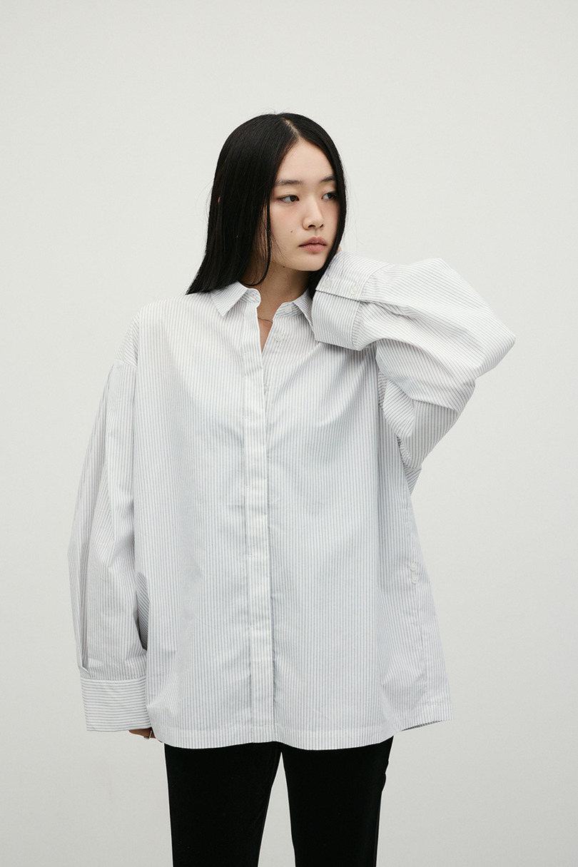 ストライプワイドカフオーバーシャツ 詳細画像 WHT 5