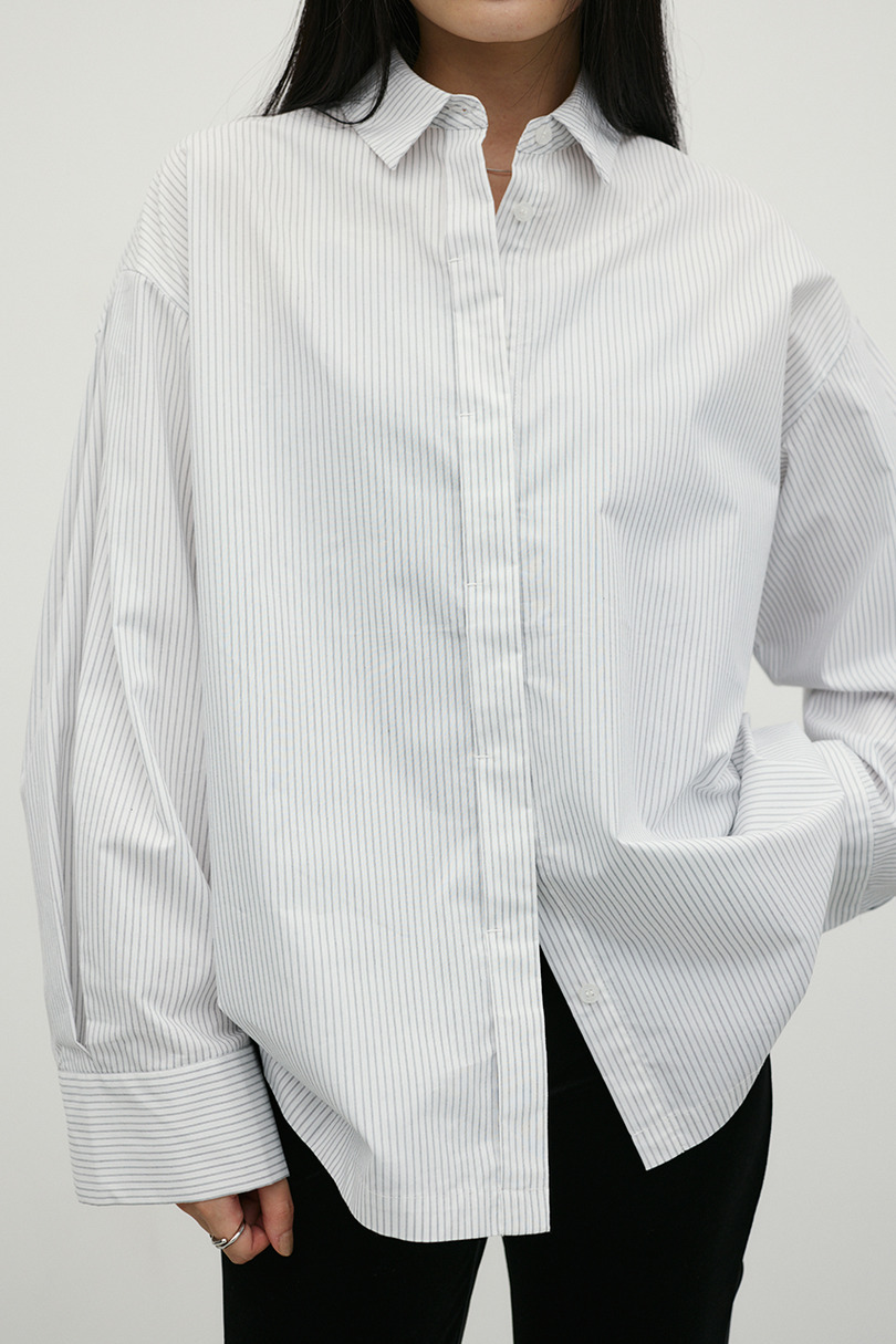 ストライプワイドカフオーバーシャツ 詳細画像 WHT 8