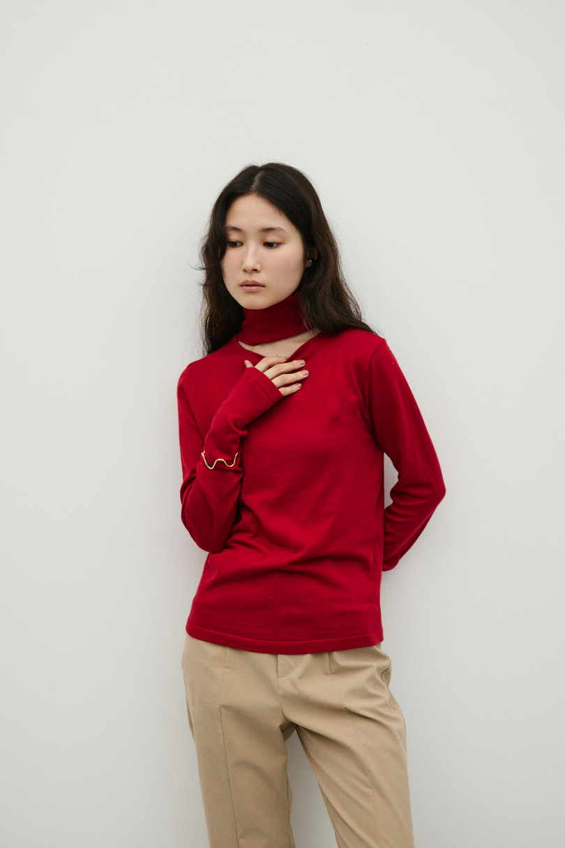 ウォッシャブル2WAYハイネックニット 詳細画像 RED 2