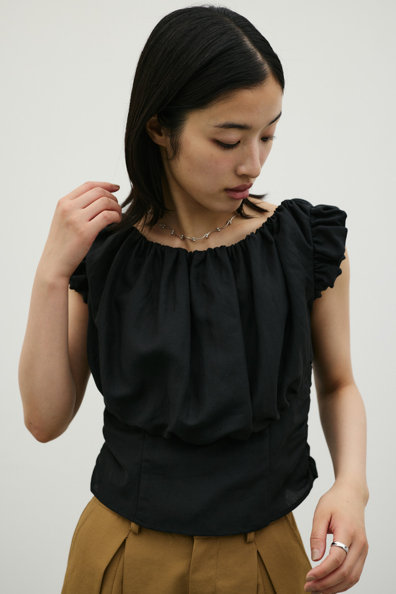 オフショルギャザーコルセットトップ 詳細画像 BLK 6
