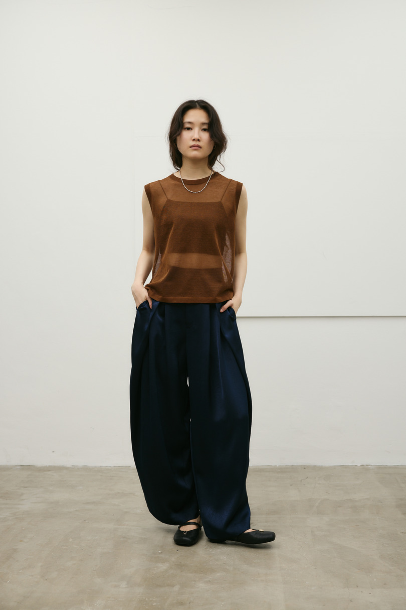 サテンラップワイドパンツ 詳細画像 NVY 2