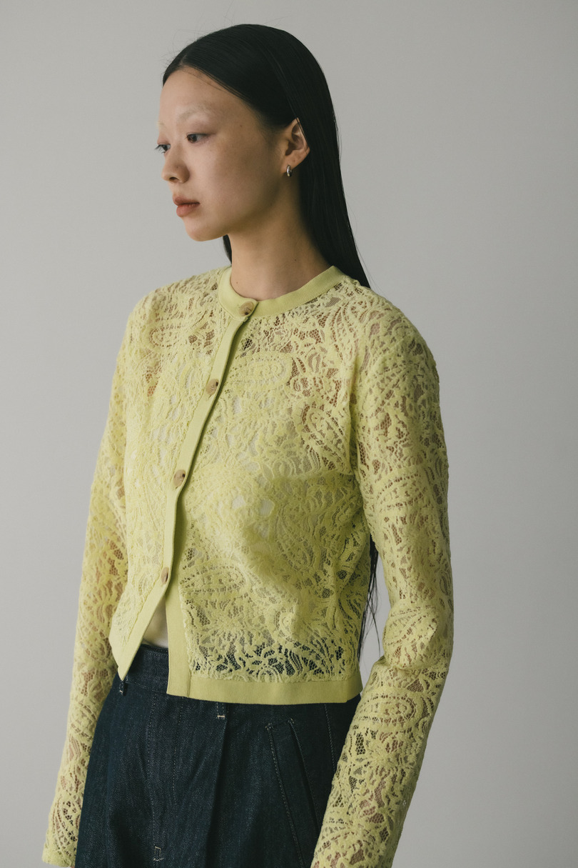 ニュアンスレースニットカーデ 詳細画像 L/GRN 3