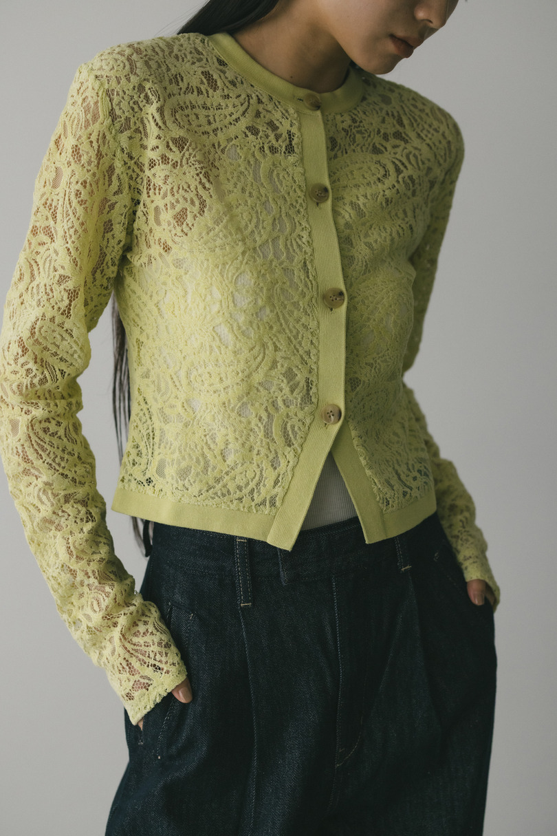 ニュアンスレースニットカーデ 詳細画像 L/GRN 4