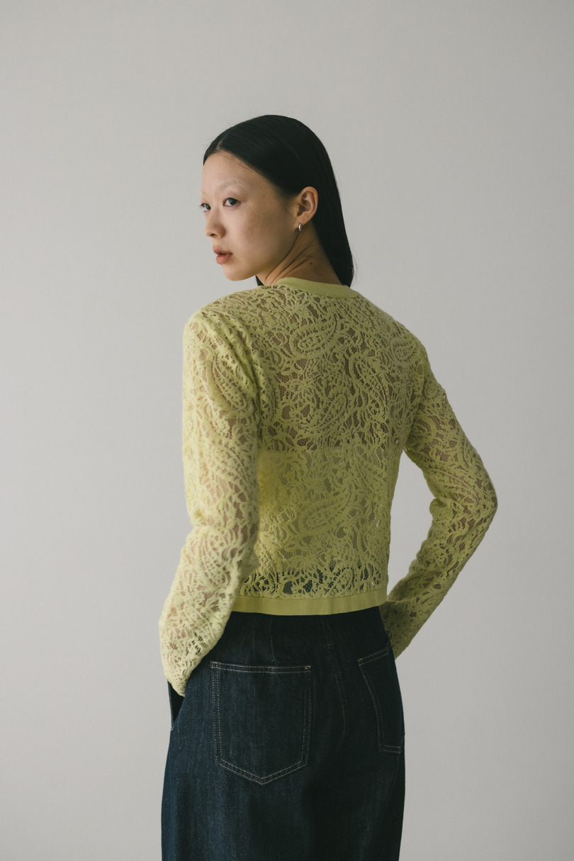 ニュアンスレースニットカーデ 詳細画像 L/GRN 5