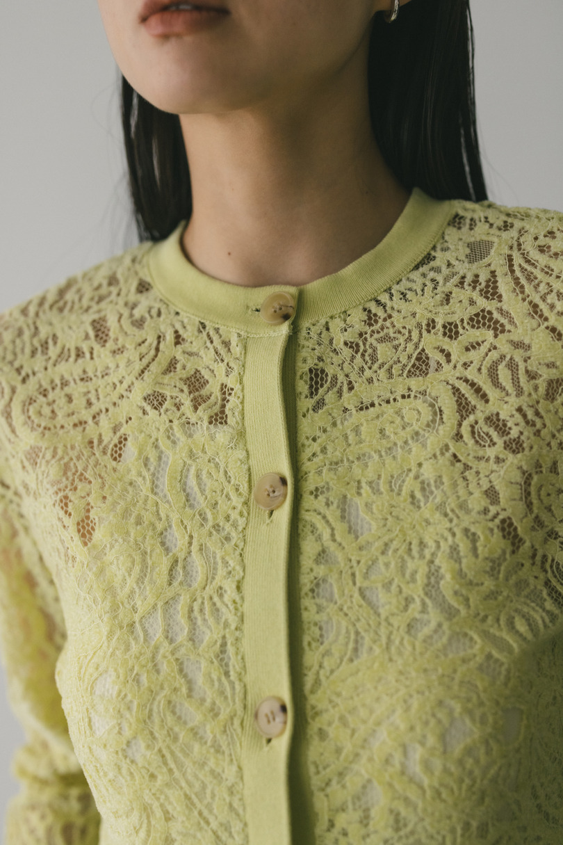 ニュアンスレースニットカーデ 詳細画像 L/GRN 7