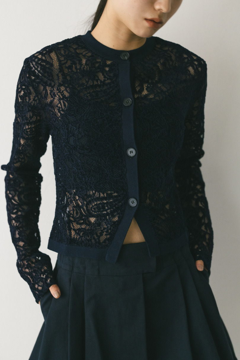 ニュアンスレースニットカーデ