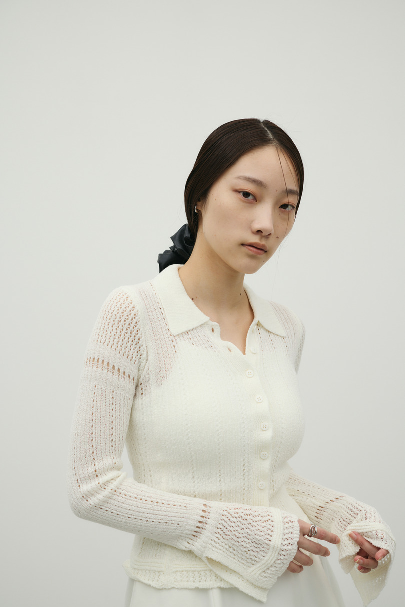 アイレットレースニットポロ