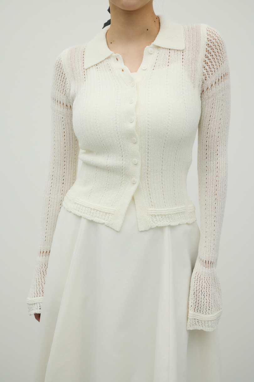 アイレットレースニットポロ 詳細画像 WHT 2