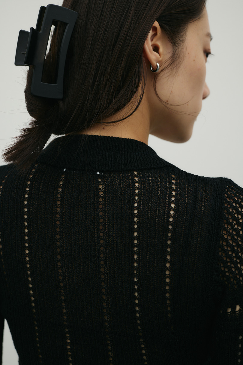 アイレットレースニットポロ 詳細画像 BLK 9