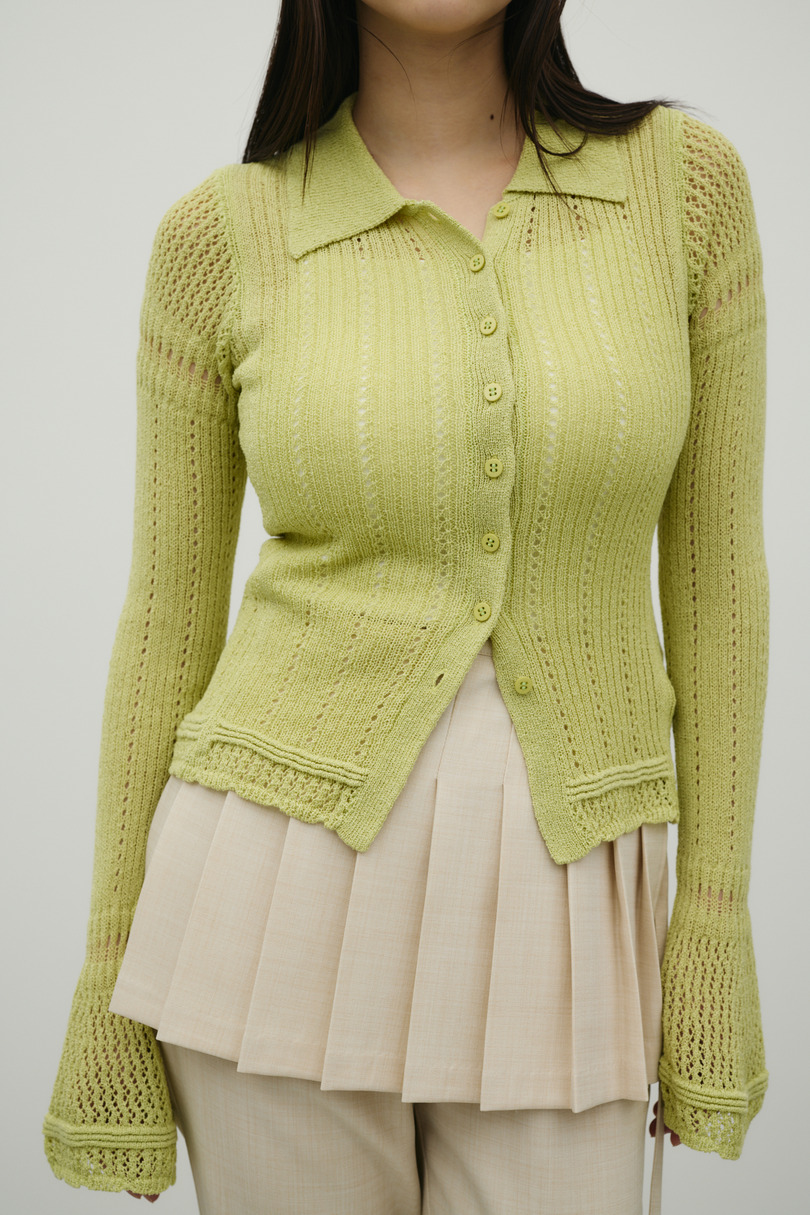 アイレットレースニットポロ 詳細画像 GRN 4