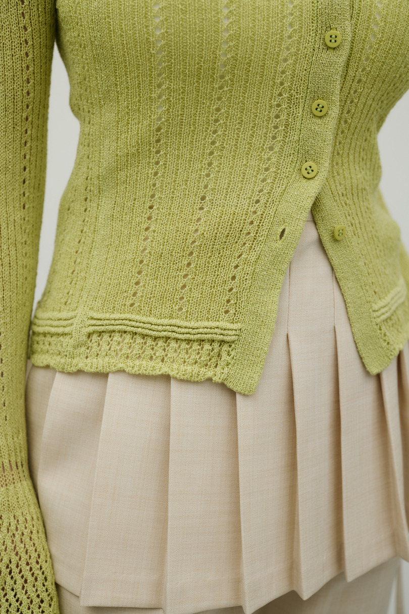 アイレットレースニットポロ 詳細画像 GRN 5