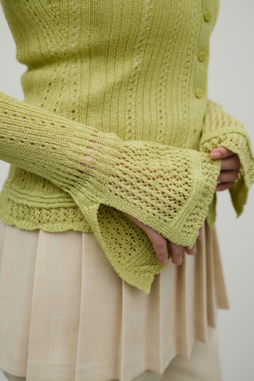 アイレットレースニットポロ 詳細画像 GRN 6