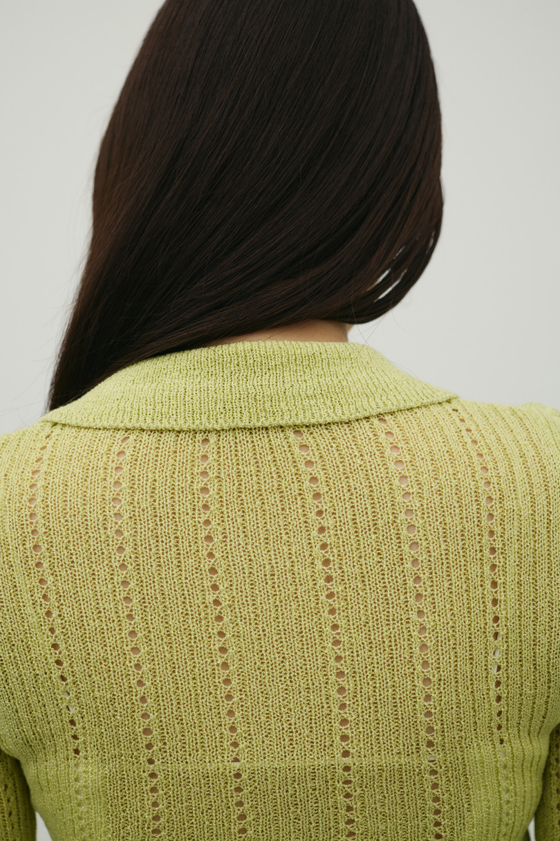 アイレットレースニットポロ 詳細画像 GRN 8