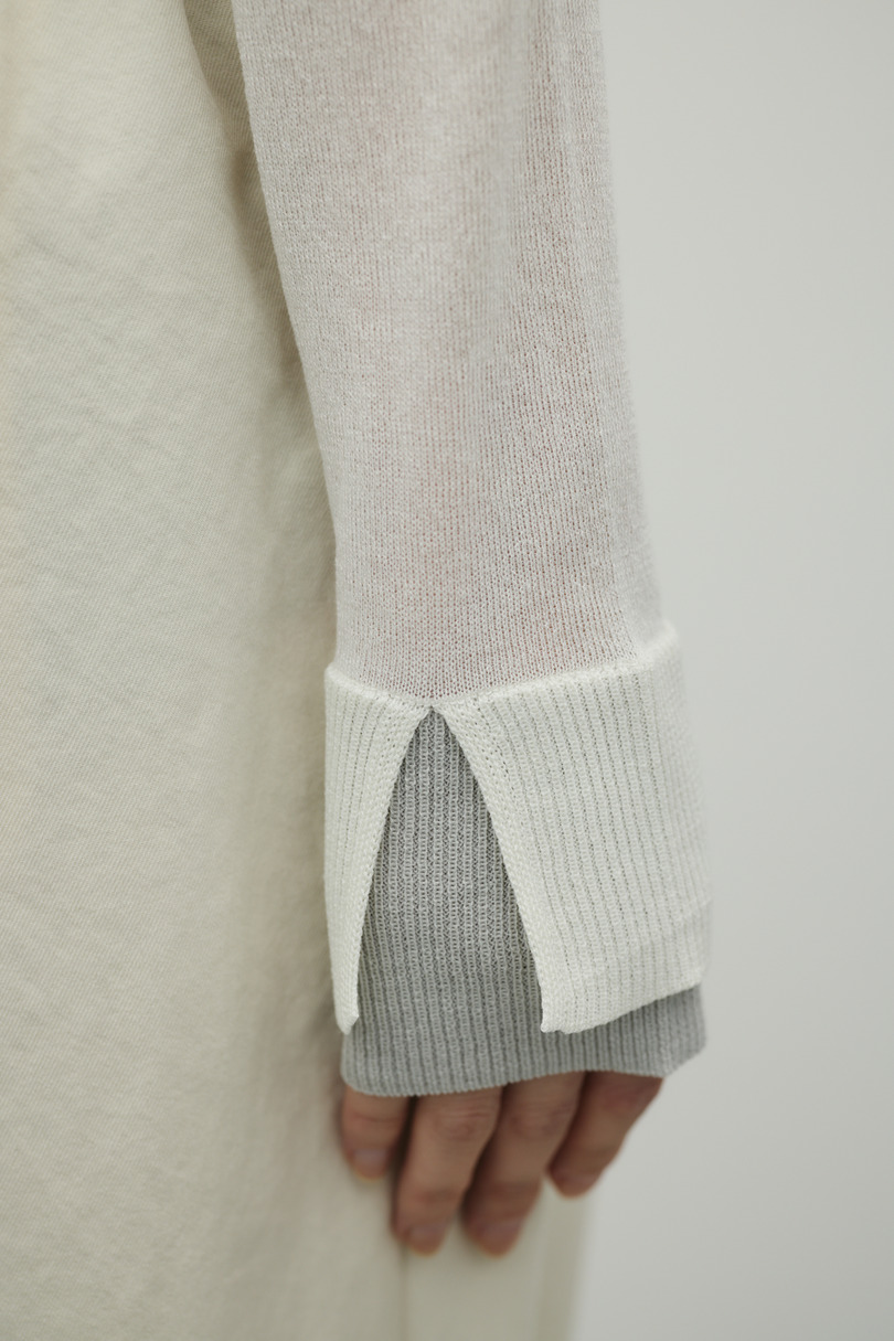 バイカラーニットカーデ 詳細画像 WHT 8