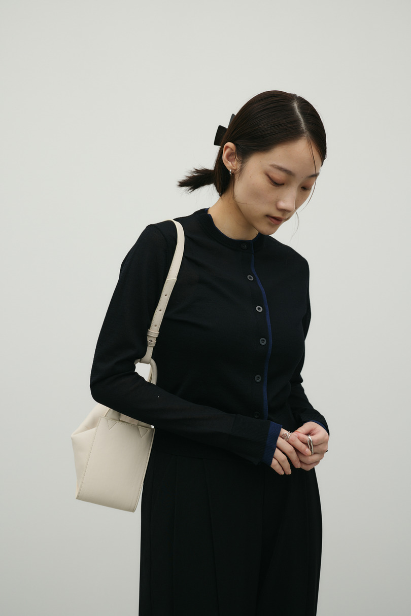 バイカラーニットカーデ 詳細画像 BLK 2