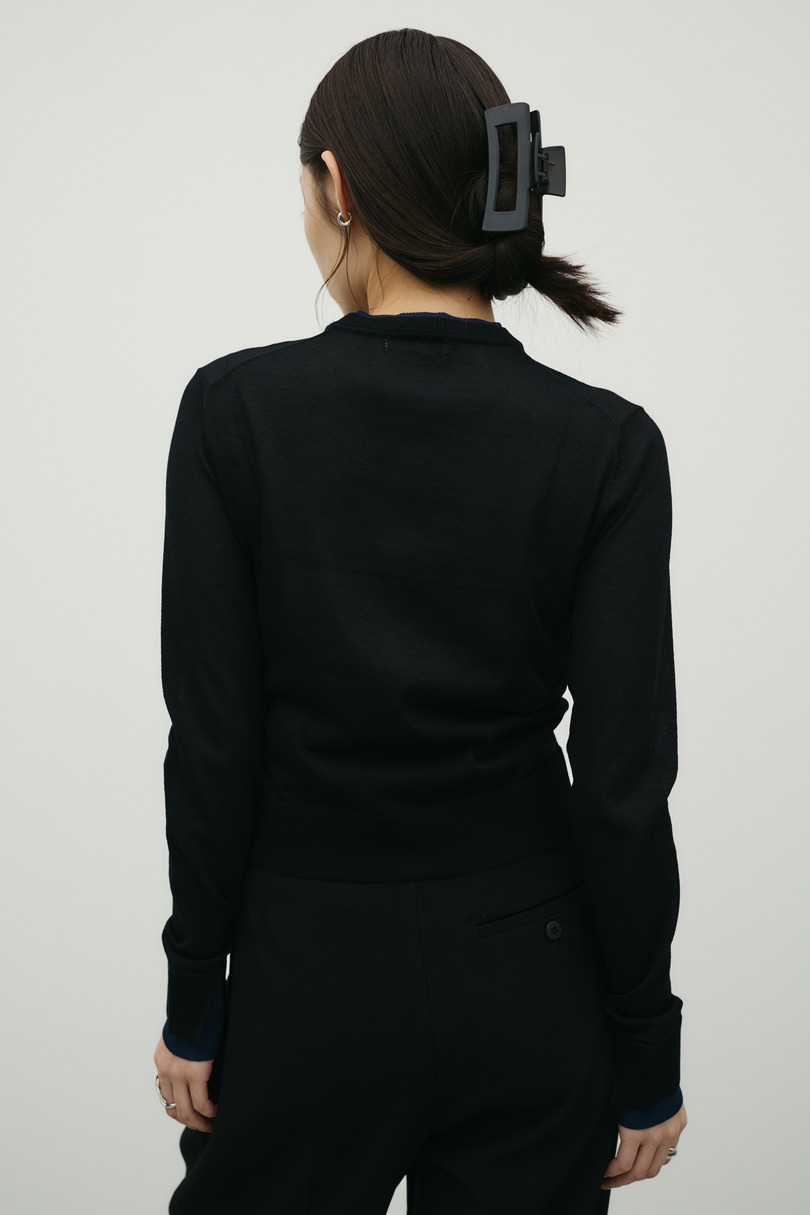 バイカラーニットカーデ 詳細画像 BLK 6