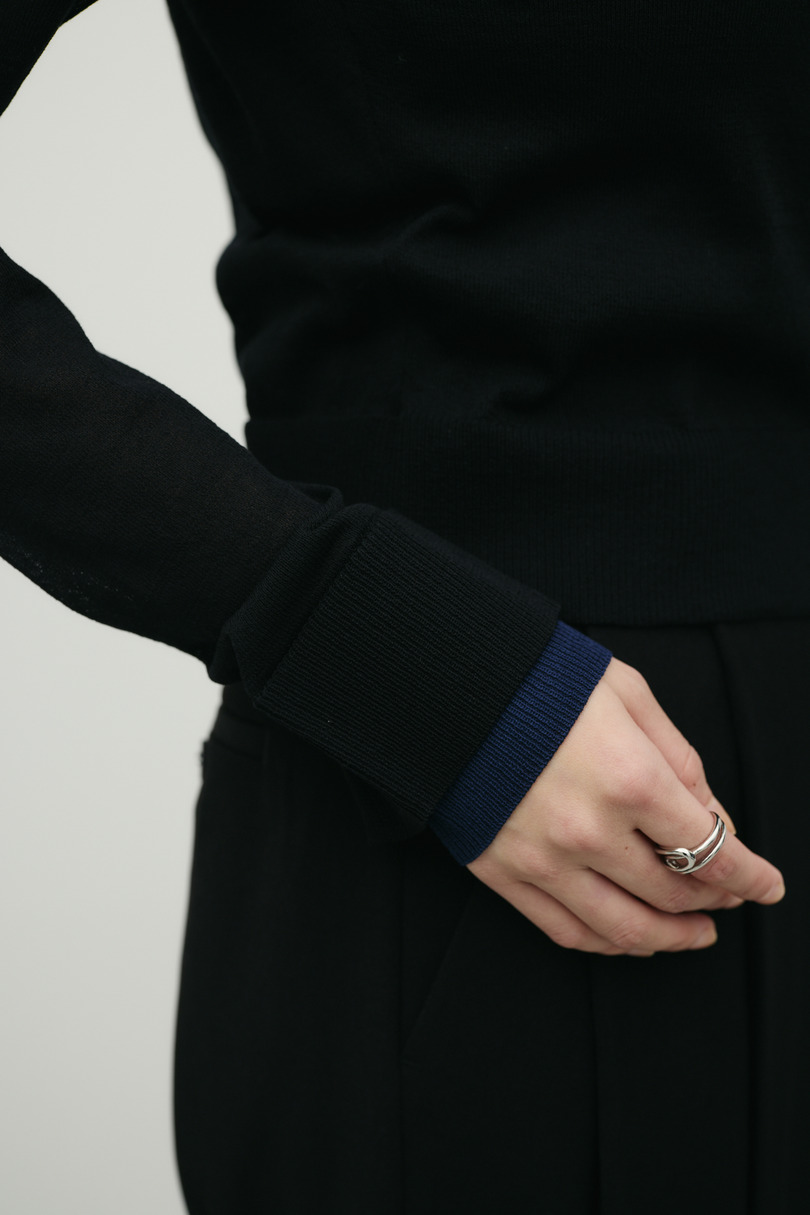 バイカラーニットカーデ 詳細画像 BLK 9