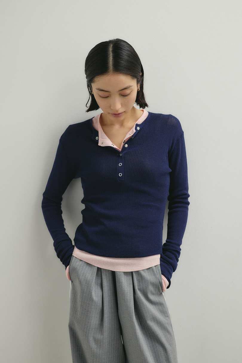 ヘンリーネックシアーニット 詳細画像 NVY 4