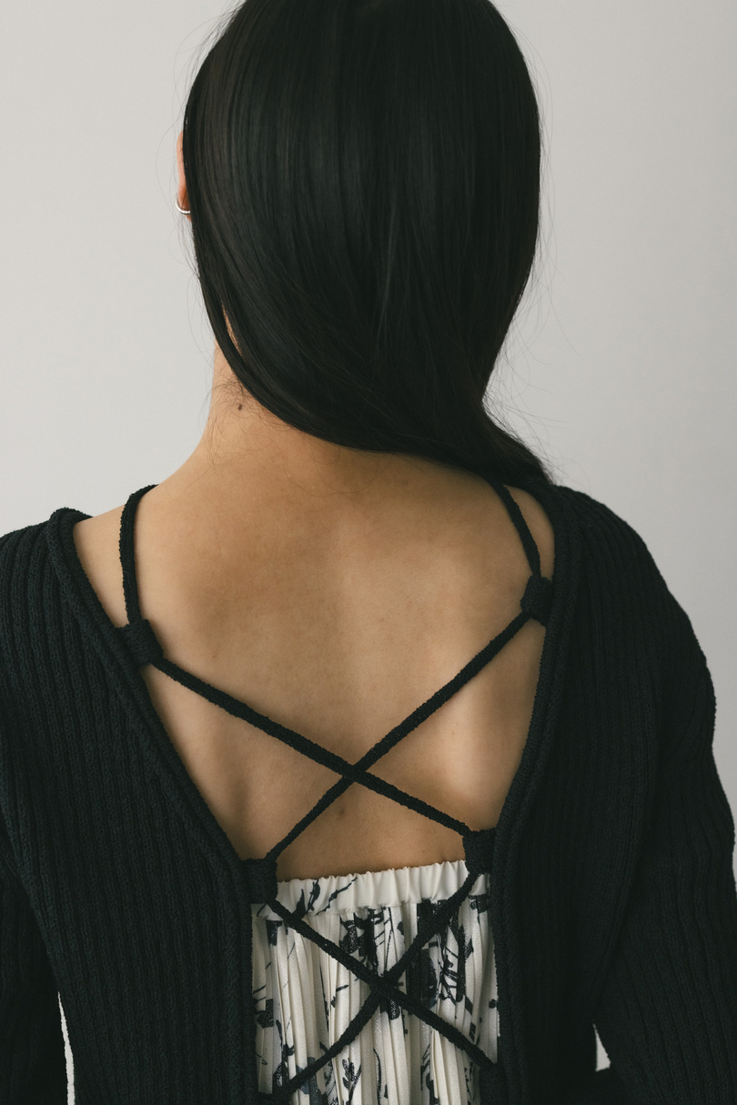 レースアップリブニットトップ 詳細画像 BLK 10