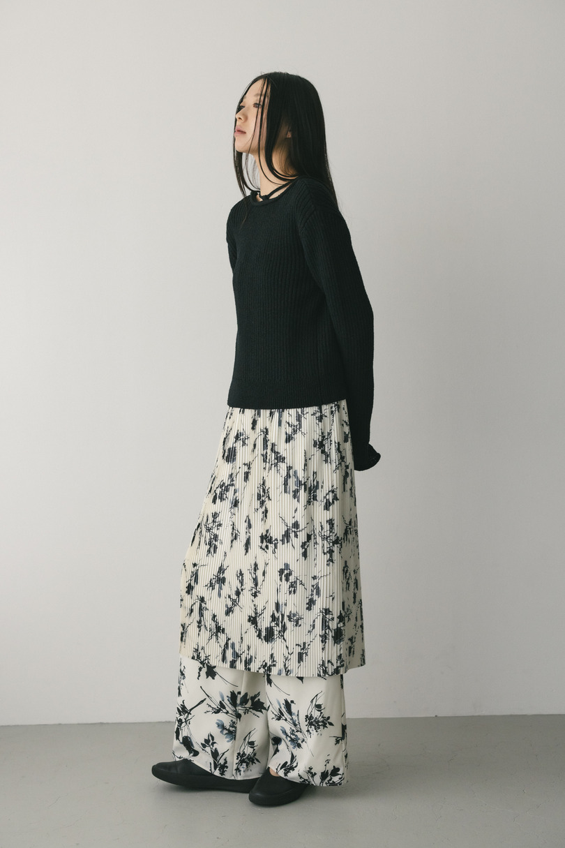 レースアップリブニットトップ 詳細画像 BLK 2