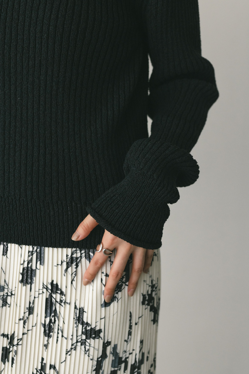 レースアップリブニットトップ 詳細画像 BLK 5