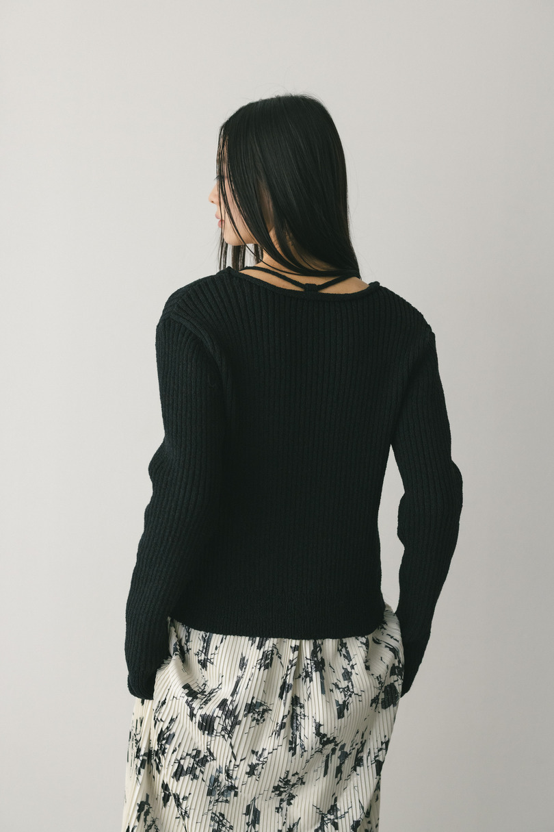 レースアップリブニットトップ 詳細画像 BLK 8